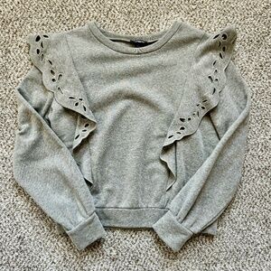 Express Eyelet Ruffled Sweatshirt